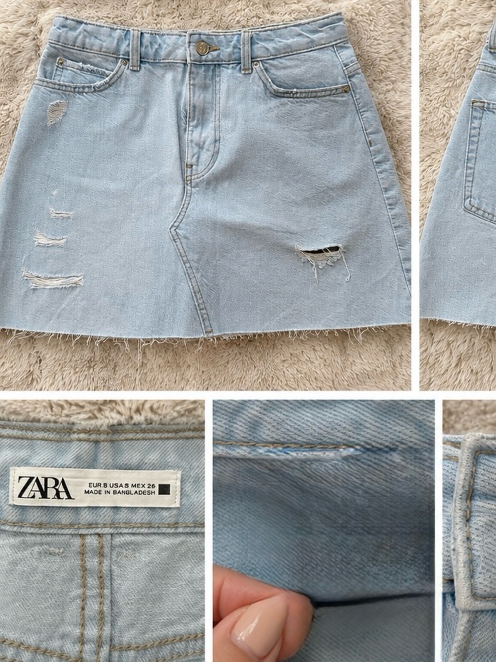 Zara Light Wash Denim Mini Skirt - Light Blue